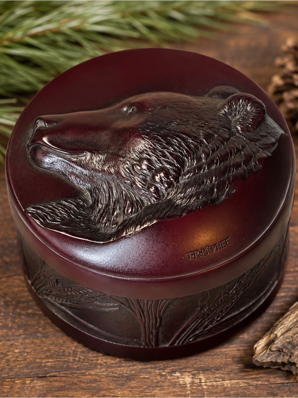 Vtg BOMA Bear Spirit Box T.R. McPhee Canadian Wildlife Keepsake Box Rustic Decor